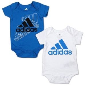 Adidas Blue and White Baby Onesie Bodysuit Set size 3 months